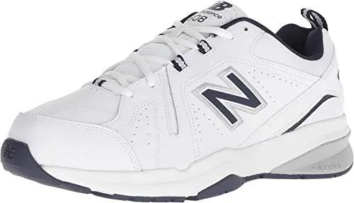 New Balance 608 V5 cross training shoes in white and navy