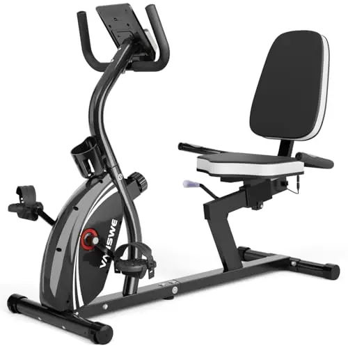 VANSWE recumbent exercise bike with Bluetooth connectivity and adjustable seat