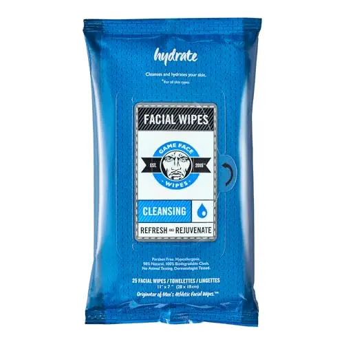 Game Face composting facial cleansing wipes