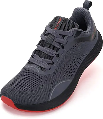 WHITIN men's wide toe box zero drop running shoes in grey color