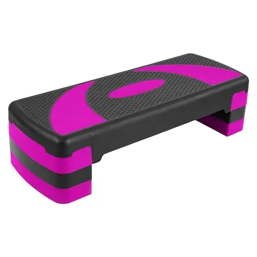 BalanceFrom pink aerobic step platform with adjustable risers