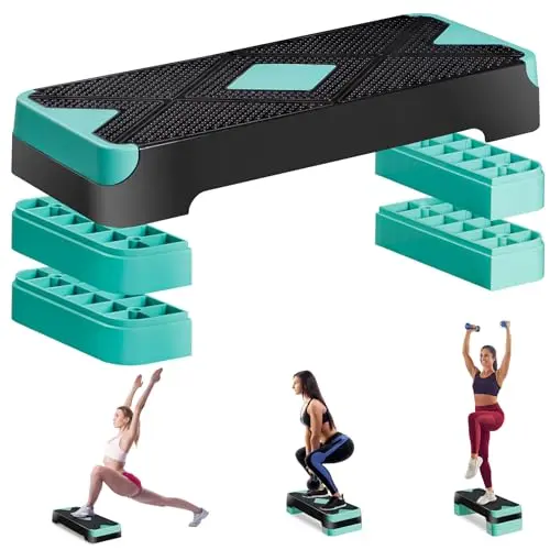 Saicool green aerobic exercise step platform with risers