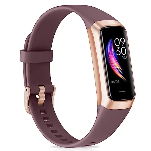 Moremore fitness tracker with AMOLED screen in bordeaux color